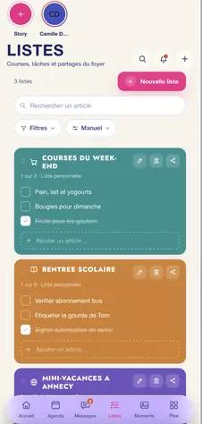 Les listes du foyer